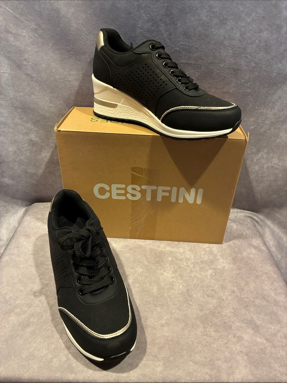 Black Athletic Wedge Sneakers for Women